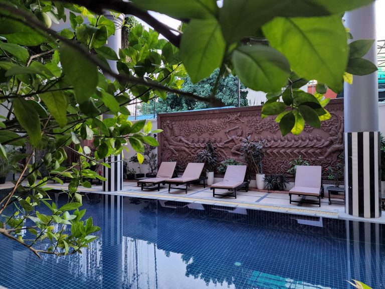 Shaded Hotel Swimming Pool at Ohana Phnom Penh Palace Hotel